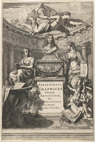 Bust of Jan de Bisschop flanked by allegorical figures, Gerard de Lairesse, 1671 Canvas Print