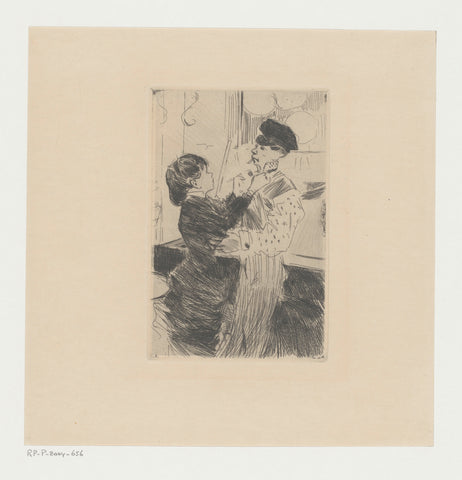 Woman tying a man's tie, Jean-Louis Forain, 1880 Canvas Print