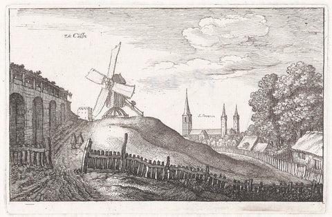 Landscape with mill near Cologne, Wenceslaus Hollar, 1664 Canvas Print