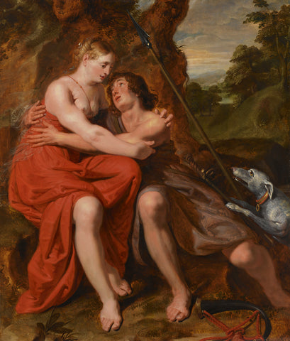 Venus and Adonis, Josse de Pape, 1629 Canvas Print