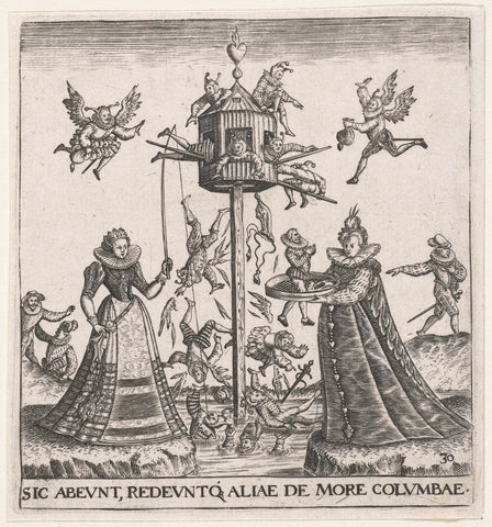 Dovecote full of flying jesters, Johann Theodor de Bry, 1596 Canvas Print