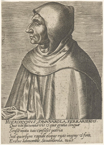 Portrait of Girolamo Savonarola, Philips Galle, 1572 - 1662 Canvas Print