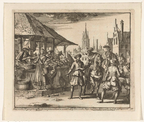 Hans van der Wege captured at the fish market in Ghent , 1570, Jan Luyken, 1683 - 1685 Canvas Print