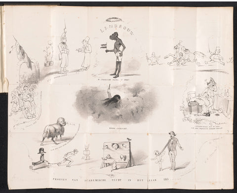 Cartoon in Leiden student almanac, 1850, Carel Christiaan Antony Last, 1850 Canvas Print