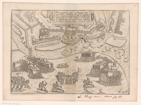 Siege of Ostend: storming by Bucquoy on 7 January 1602, anonymous, 1615 Canvas Print