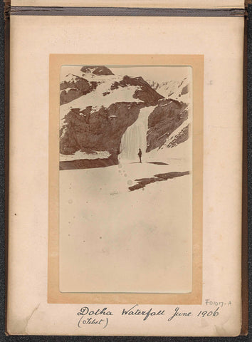 Man at the frozen waterfall of Dota, D.T. Dalton, 1906 Canvas Print