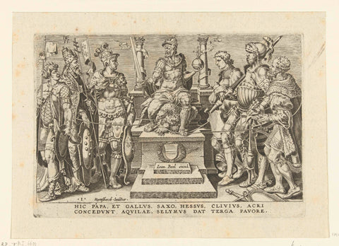 Emperor Charles V surrounded by his conquered opponents, Dirck Volckertsz. Coornhert, 1602 - 1640 Canvas Print