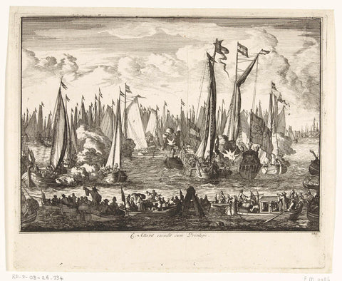 Ship's battle on the IJ, Carel Allard (attributed to), 1697 - 1699 Canvas Print