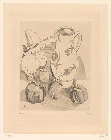 Still life with strawberries and jug, Jean Emile Laboureur, 1924 Canvas Print