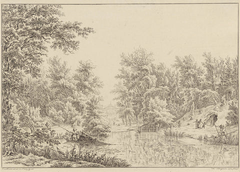 Fishermen set up a net in the pond of the Elswout estate, Hendrik Schwegman, 1796 Canvas Print