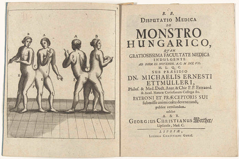 Title page for: M.E. Ettmüller, Disputatio Medica de Monstro Hungarico, 1707, anonymous, 1707 Canvas Print