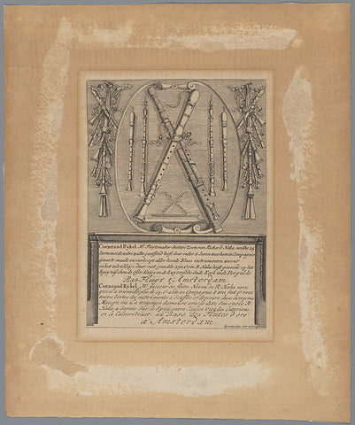 Visiting Card of the Woodwind Instrument Maker Coenraad Rijkel, Ignatius Lux, c. 1700 Canvas Print