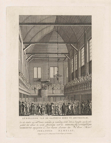 Eerste prediking voor de Herstelde Lutherse Gemeente in de Gasthuiskerk te Amsterdam, 1791, anonymous, 1791 Canvas Print