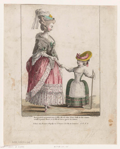 Gallerie des Modes et Costumes Francais 1780, H. 43: Bourgeoise se promenant (...)., Nicolas Dupin, 1778 - 1782 Canvas Print