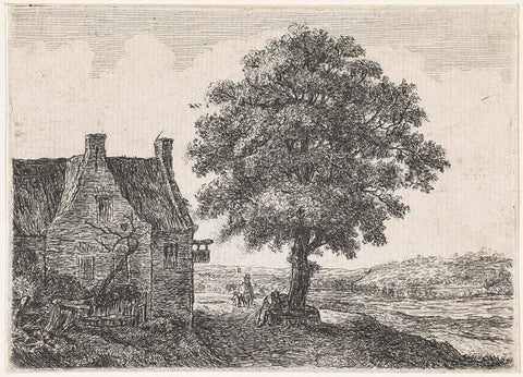 Large lime tree in front of an inn, anonymous, 1630 - 1740 Canvas Print