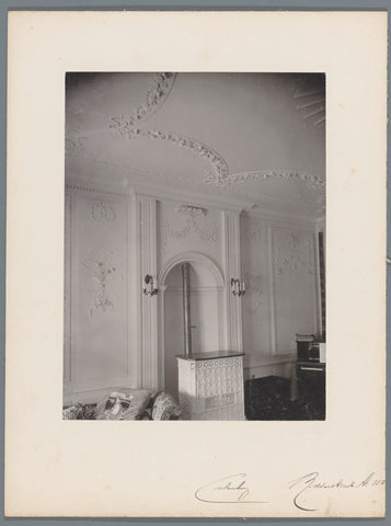 Interior with a stove in the house at Ridderstraat 185 in Culemborg, anonymous, c. 1900 - c. 1915 Canvas Print