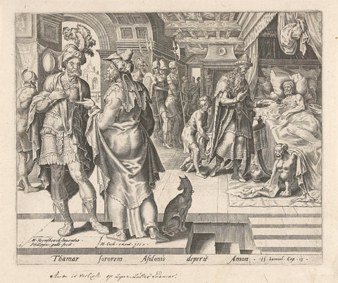 Jonadab advises Amnon, Philips Galle, 1559 Canvas Print