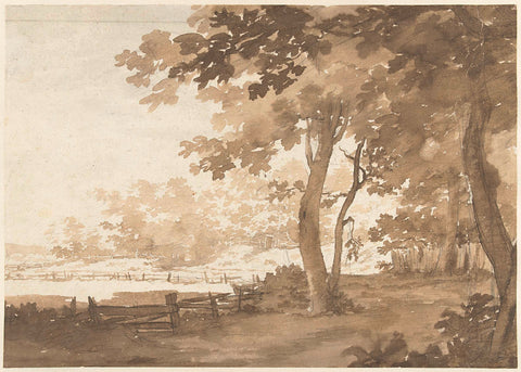 Landscape with a road under trees, Jacob Cats (1741-1799), 1769 Canvas Print