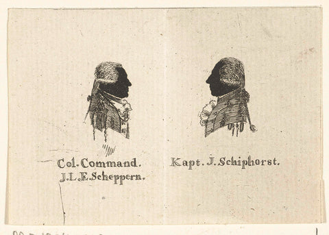 Silhouette portrait of commander Scheppern and captain Schiphorst, Hendrik Willem Caspari, 1794 Canvas Print