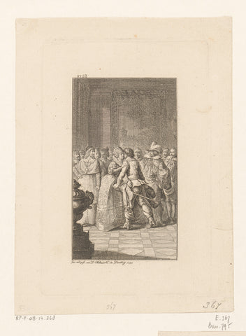 Anna of Austria embraces Antoine III of Gramont, Daniel Nikolaus Chodowiecki, 1780 Canvas Print