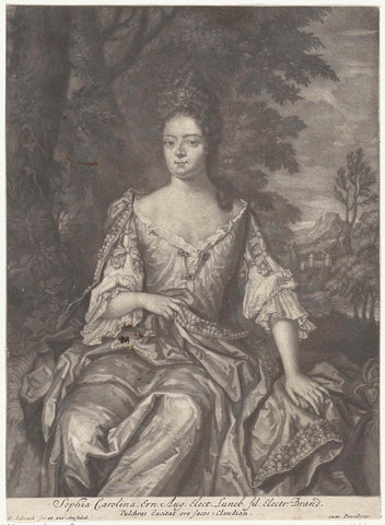 Portrait of Sophia Charlotte, Queen of Prussia, Pieter Schenk (I), 1698 - 1713 Canvas Print