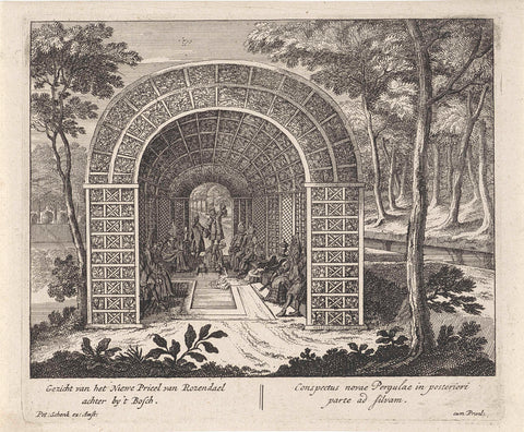 Gezelschap in het prieel van Kasteel Rosendael, anonymous, 1675 - 1711 Canvas Print