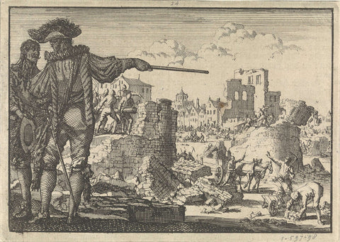 Spinola had the walls of Mülheim demolished, 1614, Jan Luyken, 1698 Canvas Print