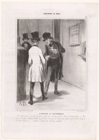 Ticket seller at entrance to theatre, Honoré Daumier, 1842 Canvas Print