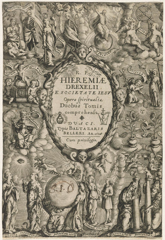 Title page for Hieremias Drexelius, Opera Spiritualia, 1636, Petrus Rucholle, 1636 Canvas Print