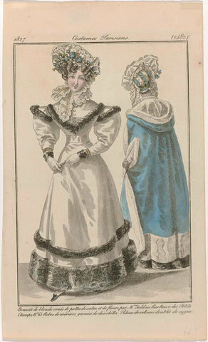 Journal des Dames et des Modes, Costumes Parisiens, 28 February 1827, (2482): Bonnets de blond (...), anonymous, 1827 Canvas Print