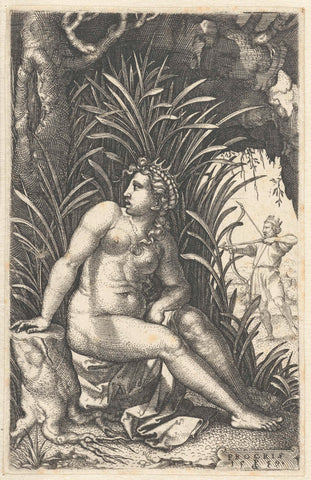 Procris bespiedt Cephalus, Georg Pencz, 1539 Canvas Print