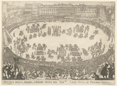 Carnival in Florence: procession of soldiers and floats, Jacques Callot, 1616 Canvas Print