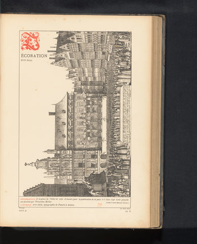 Reproduction of a print of the proclamation of the Peace of Munster in front of the town hall in Antwerp by Wenceslaus Hollar, anonymous, c. 1875 - in or before 1880 Canvas Print