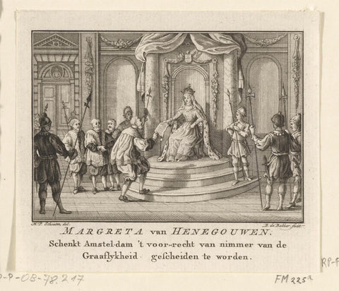 Margaret of Bavaria gives Amsterdam privilege, 1346, Barent de Bakker, 1780 - 1782 Canvas Print