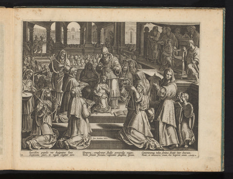 Joash anointed king, Adriaen Collaert, 1587 - 1592 Canvas Print