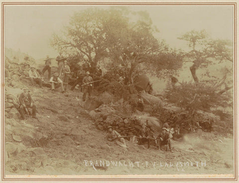 Patrol fire guard posing on a hill in South Africa, anonymous, 1899 - 1900 Canvas Print