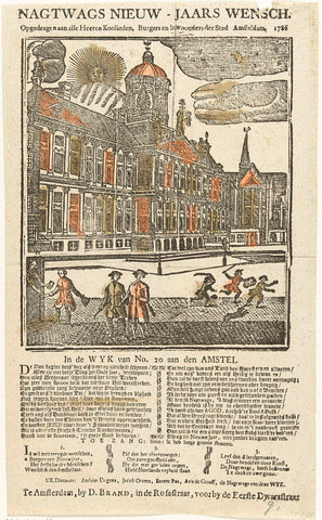 New Year's print of the Amsterdam night watch for the year 1786, anonymous, 1785 - 1786 Canvas Print