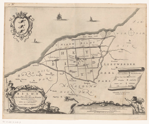 Map of the grietenij Het Bildt, Jacob van Meurs (possibly), 1664 Canvas Print