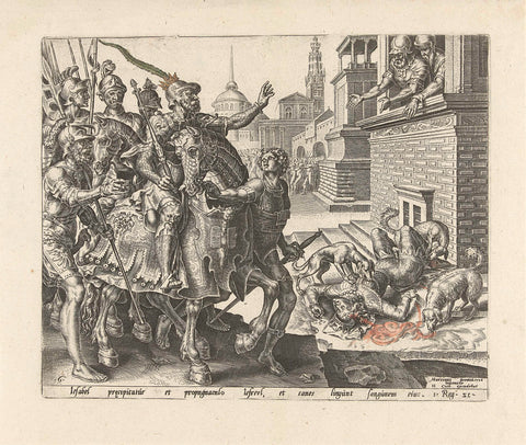 Jezebel's body is eaten by the dogs, Philips Galle, c. 1561 Canvas Print