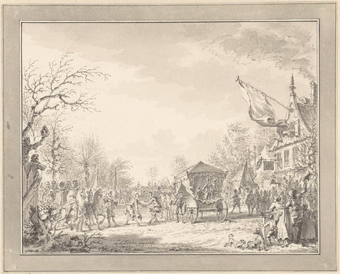 Arrival of the five Spanish ambassadors to the Truce, near Rijswijk, February 1608, Simon Fokke, 1753 Canvas Print