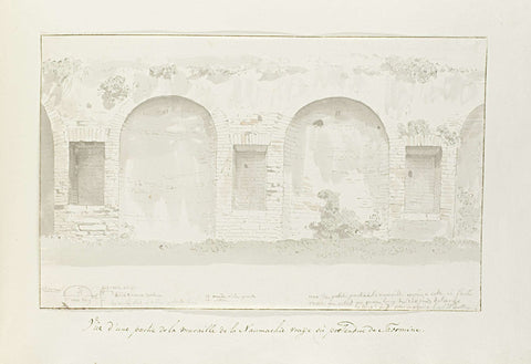 View on wall of Naumachie in Taormina, Louis Ducros, 1778 Canvas Print