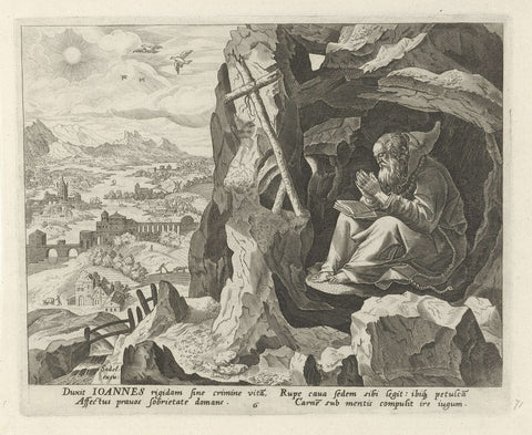 Johannes Cassianus as a hermit, Johann Sadeler (I), 1583 - 1588 Canvas Print