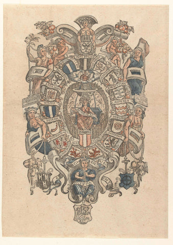 Design for the blazon for the Dordrecht chamber of rhetoric De Fonteynisten, anonymous, 1547 - 1557 Canvas Print