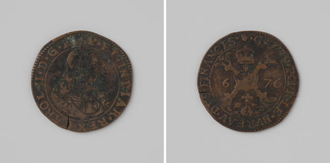 Charles II, King of Spain, arithmetic medal minted by order of the Council of Finance, anonymous, 1676 Canvas Print