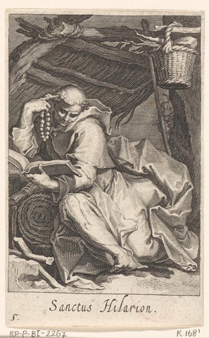 Saint Hilarion the Great as hermit, Boetius Adamsz. Bolswert, 1619 Canvas Print