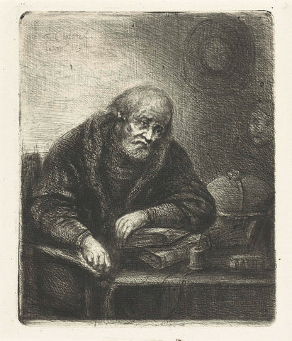 Old man at his desk, Jan Chalon, 1791 Canvas Print