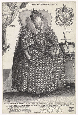 Portrait of Elizabeth I Tudor, Queen of England, Crispijn van de Passe (I), after 1603 - before 1620 Canvas Print