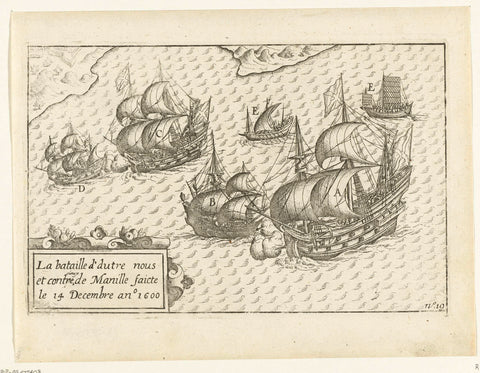 Battle in manila bay, 1600, anonymous, 1646 Canvas Print