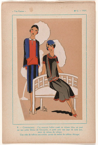 Très Parisien, 1926, No.  2, Pl. 9: - CONFIDENCE, G-P. Joumard, 1926 Canvas Print