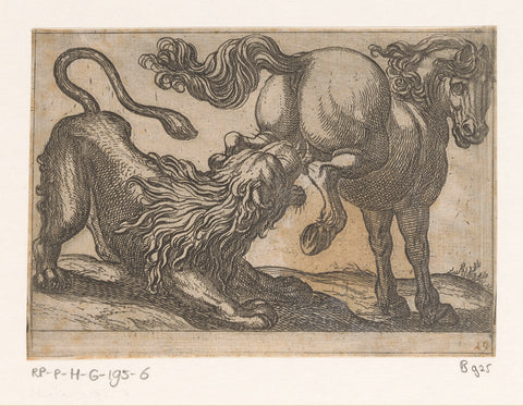 Kicking a Horse a Lion, Antonio Tempesta, 1600 Canvas Print